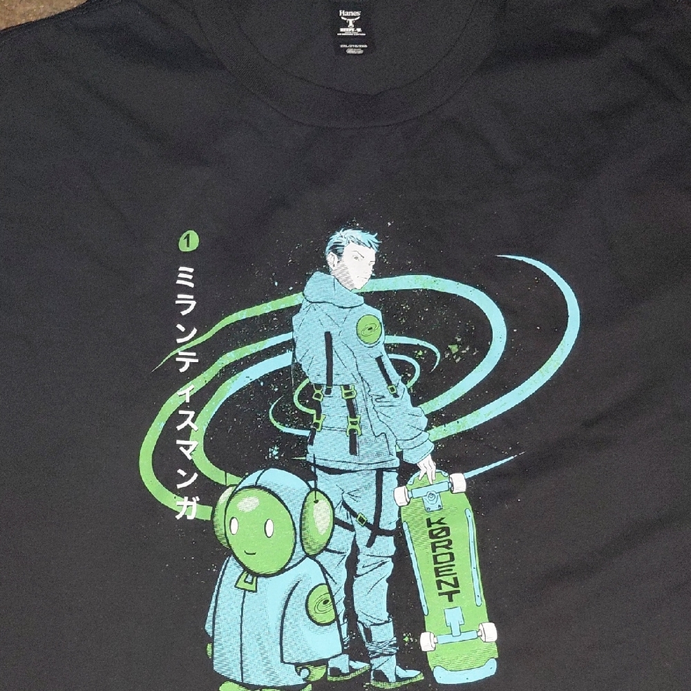 Hanes Black Tee with Futuristic Graphic